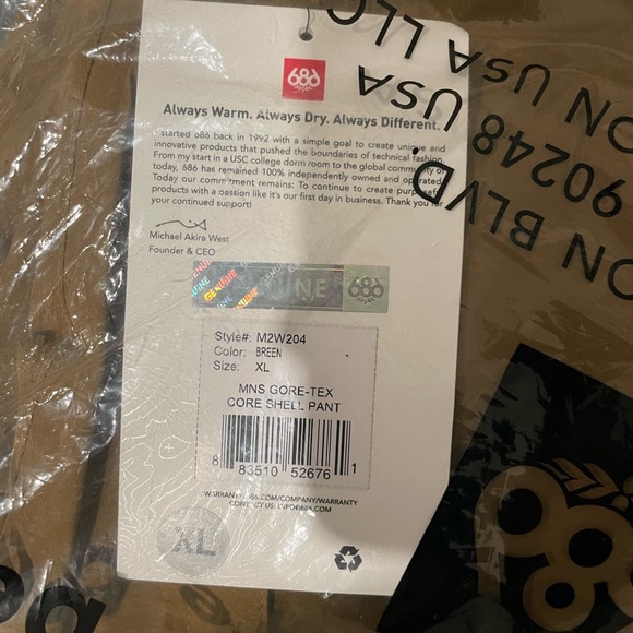 686 Men Gore Tex Shell Pant NWT - Picture 4 of 7